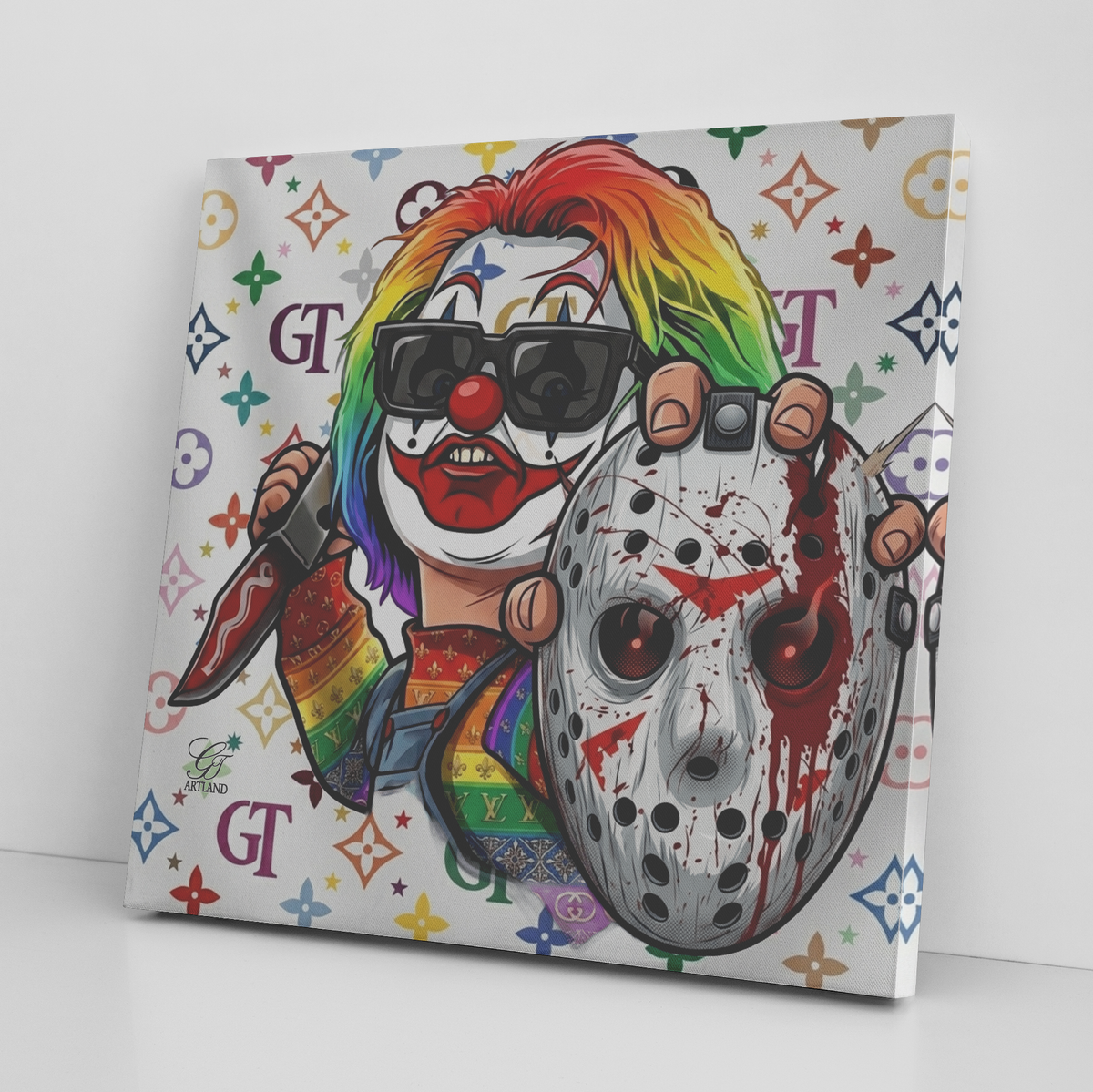 Rainbow Slasher Horror Lux Monogram Designer Canvas Wrap by GT Artland