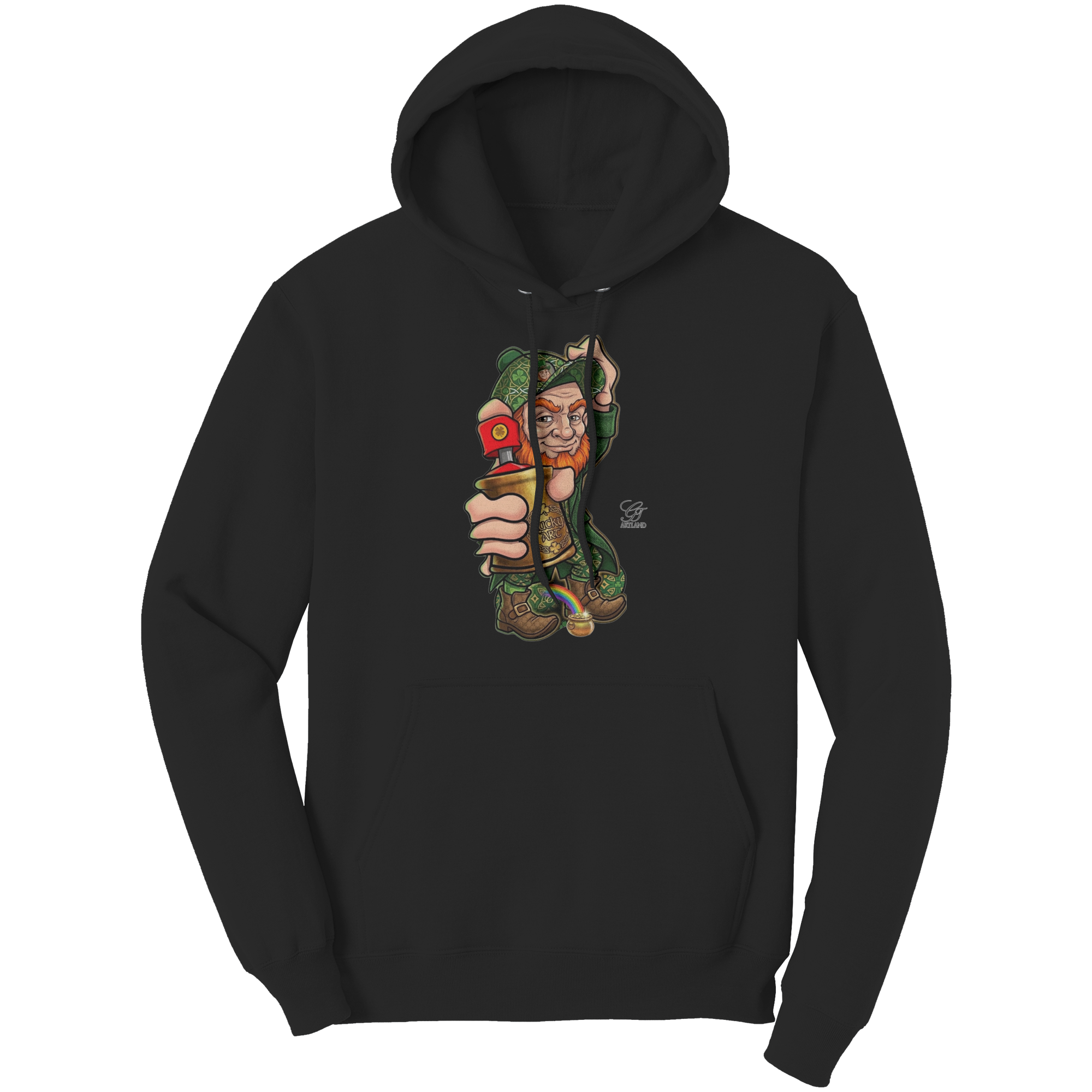 Spray Can Leprechaun Urban Designer "Luck Art" Edition Port & Co Hoodie by GT Artland