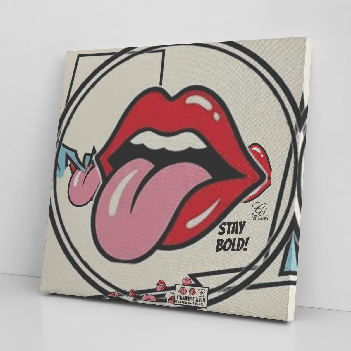 Red Kissy Lips Lipstick Licky Lucky Designer Canvas Wrap by GT Artland
