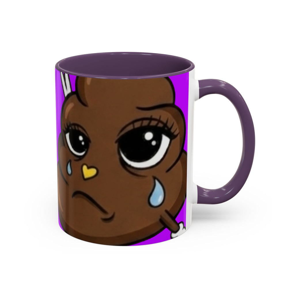 Sad Poop Emoji Accent Coffee Mug (11/15oz) — Funny Cute Kawaii Tearful Poop Design by GT Artland