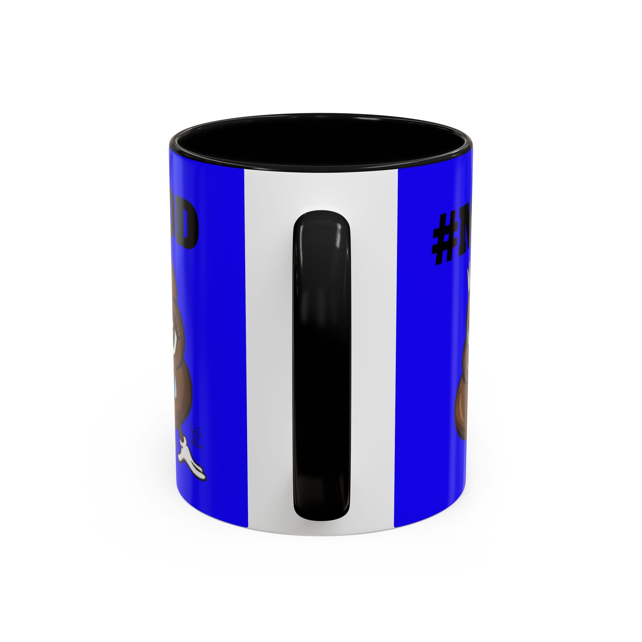 #MOOD Poop Emoji Retro Blue Accent Coffee Mug – Funny Blue 11/15oz Gift by GT Artland
