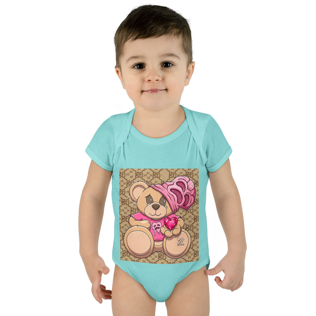 Pink Heart Teddy Bear Infant Bodysuit by GT Artland