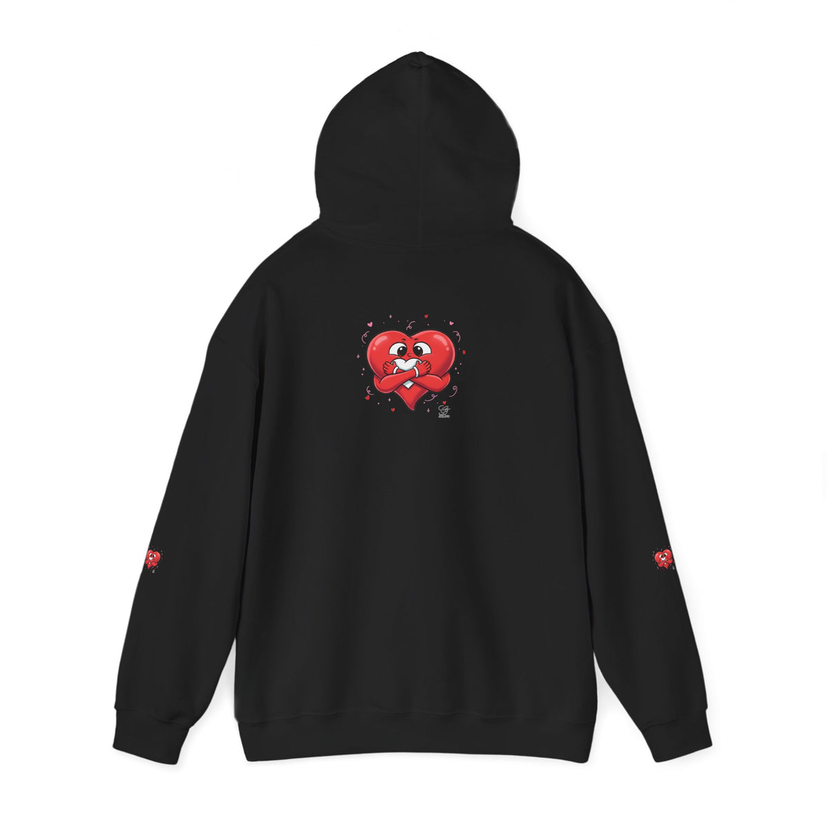 Graphic Heart Unisex Heavy Blend Hooded Sweatshirt | Red Heart Cartoon Sweatshirt