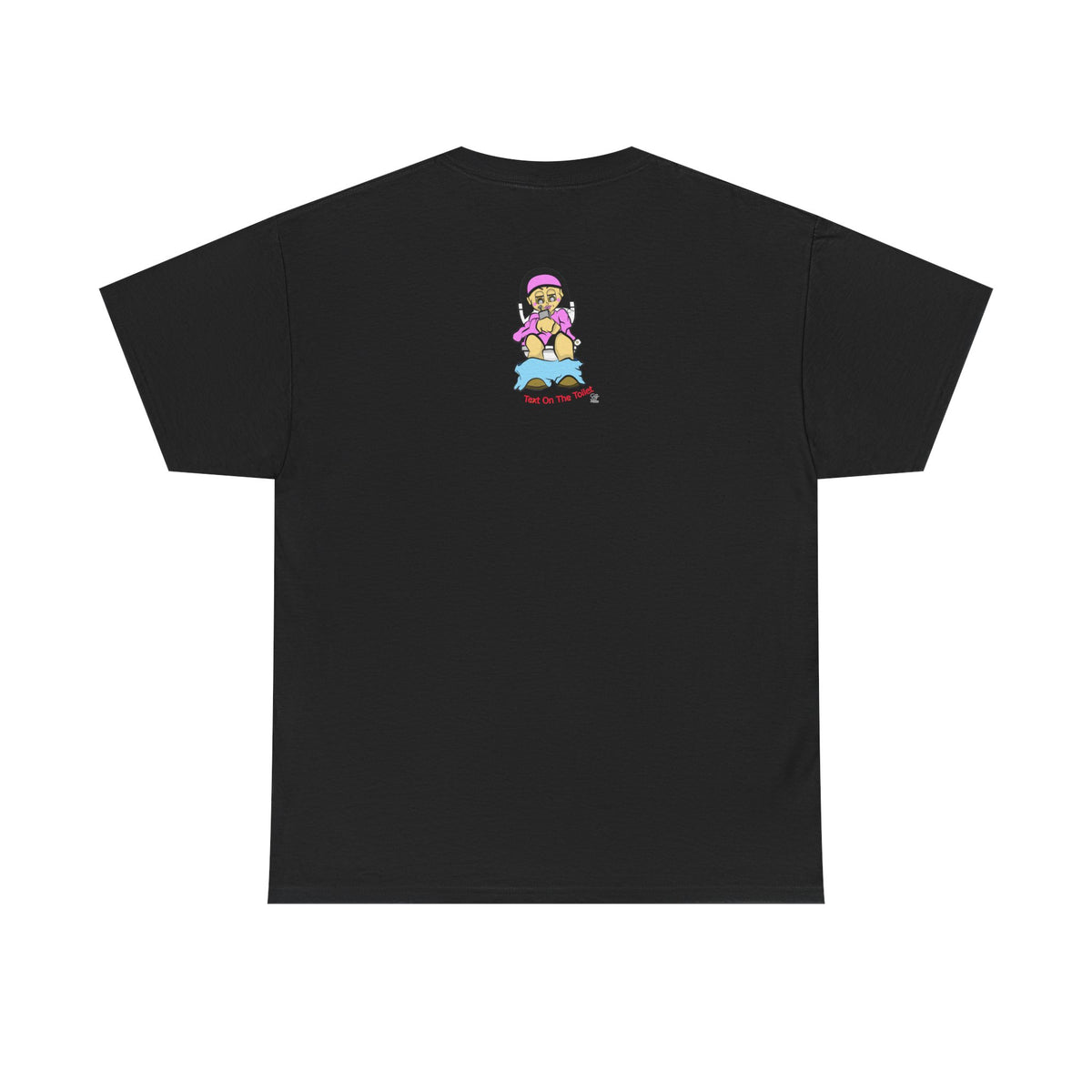 Texting on the Toilet female Illustration T-Shirt | Humor Cartoon Sitting, Text on the Toilet by GT Artland