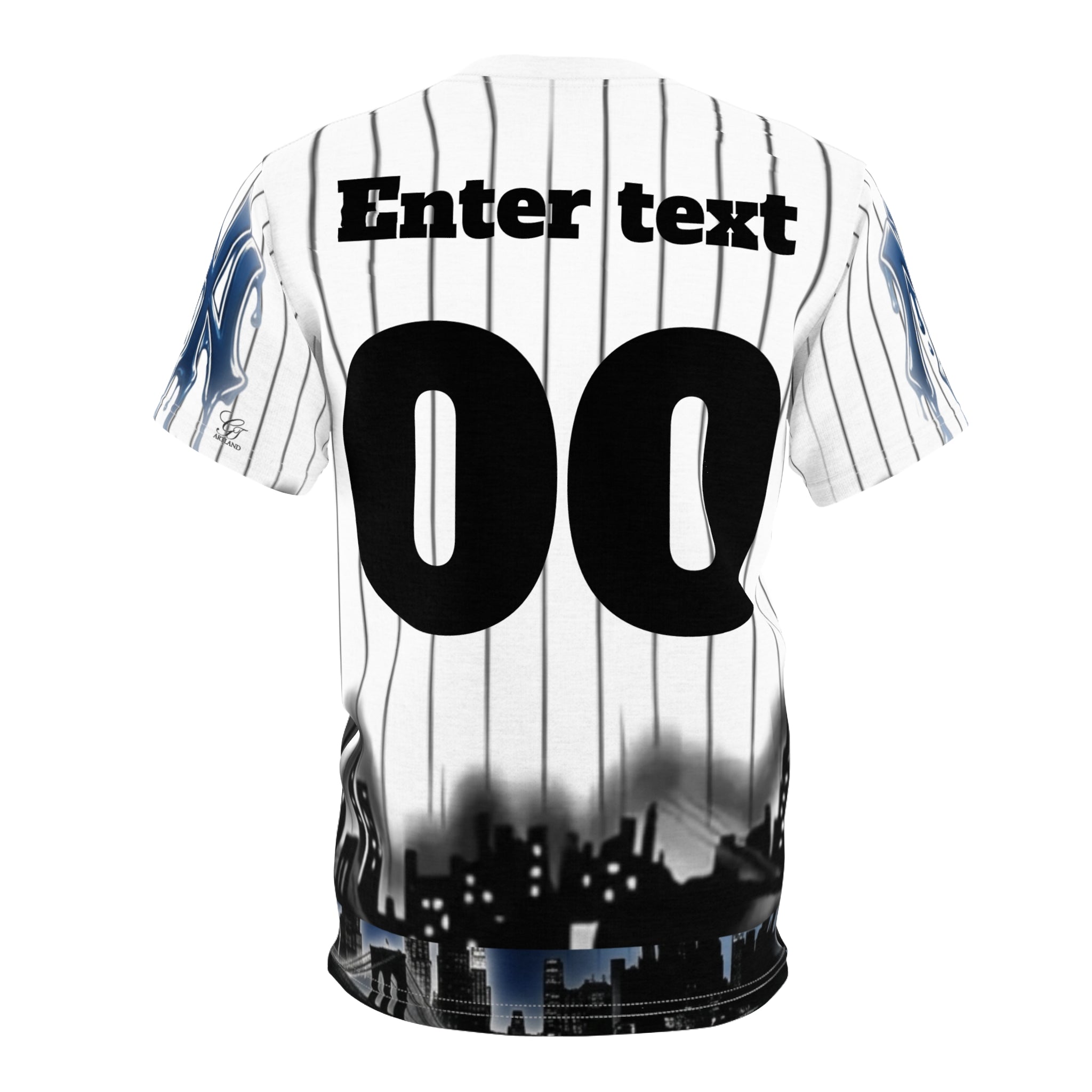 NY yank drip  designer jersey style personalized name and number Baseball Pinstripe Shirt by GT Artland