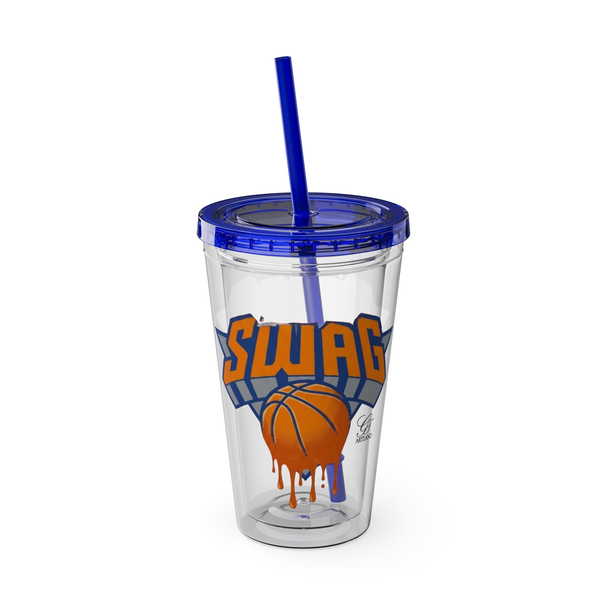 Dripping Basketball SWAG Tumbler | 16oz Clear Cup with Straw by GT Artland