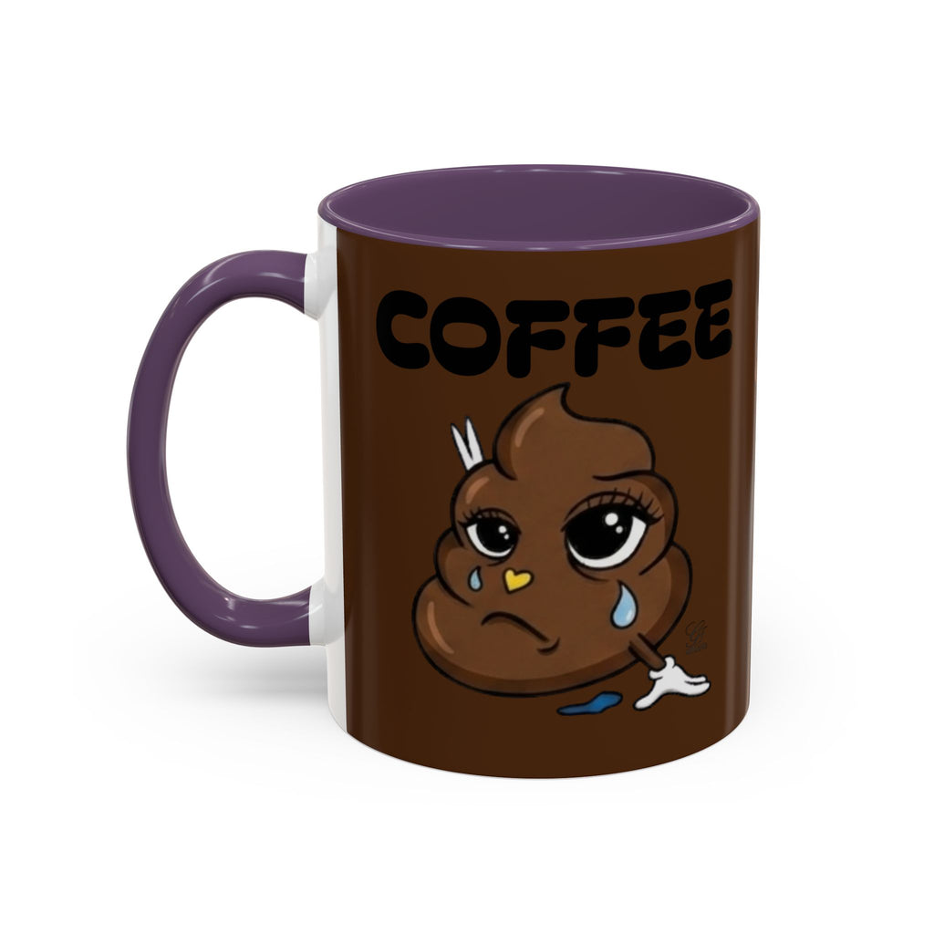 Coffee Mug — Cute Crying Poop Emoji 'COFFEE' Accent Ceramic Mug (11/15 oz) by GT Artland