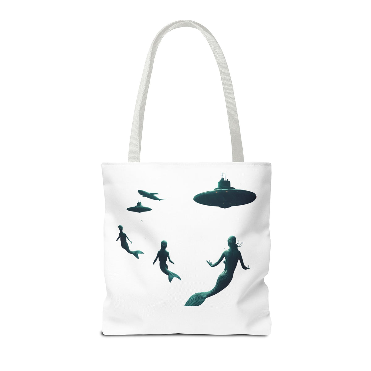 Ocean Inspired Mermaid UFOs Tote Bag With A Underwater Alien Scene
