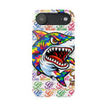 Colorful Camo Designer Shark GT Slim Phone Case | Vibrant Graphic, Artland Logo Background by GT Artland
