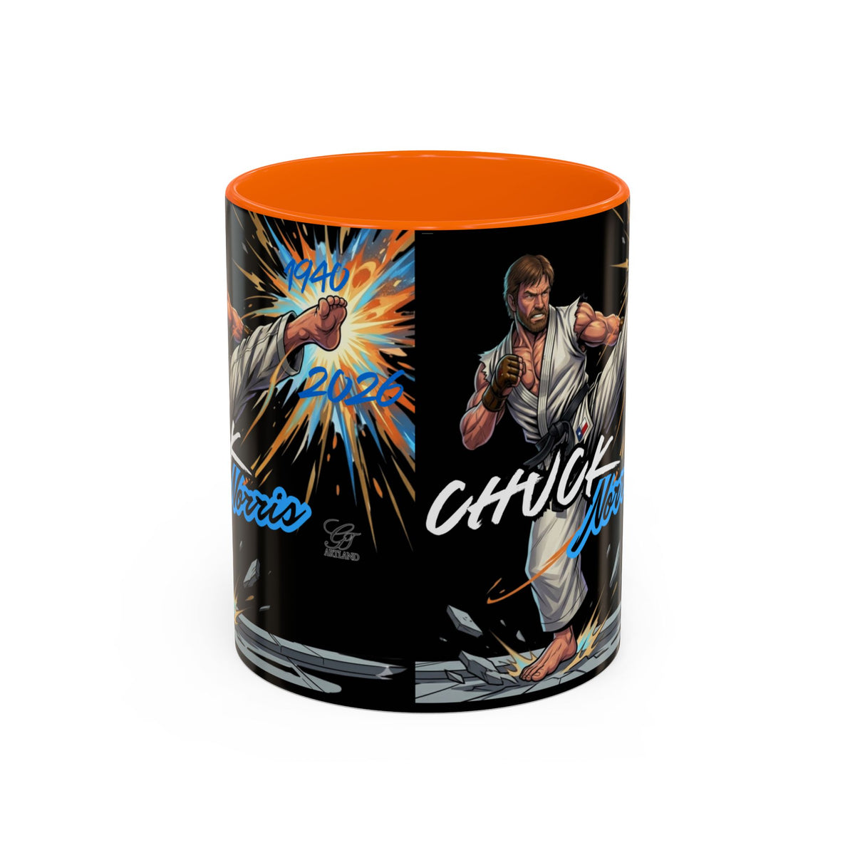 Norris Martial Artist Kick Mug | Black Accent Coffee Cup
