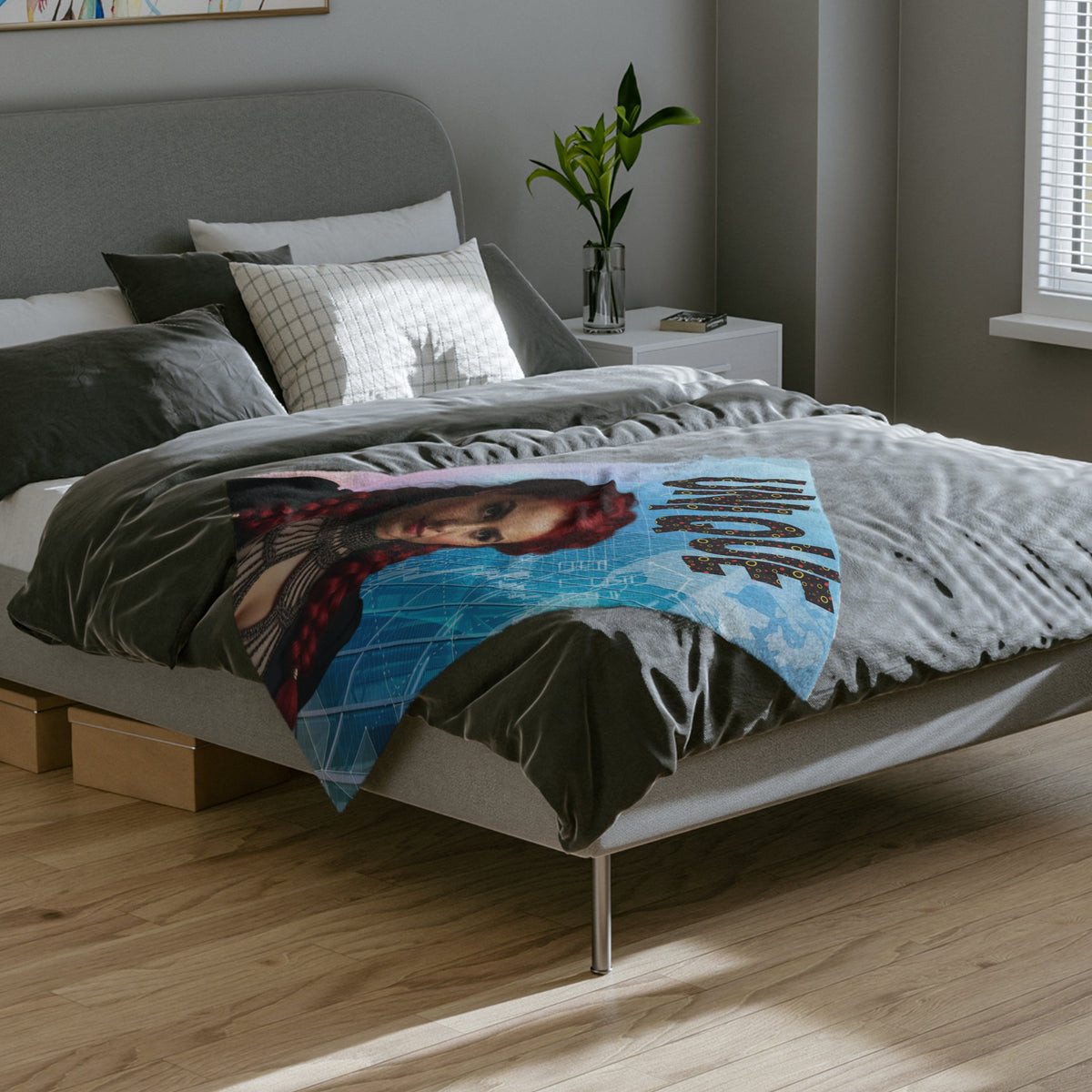 "Unique" Woman Velveteen Microfiber Blanket- Gothic Throw