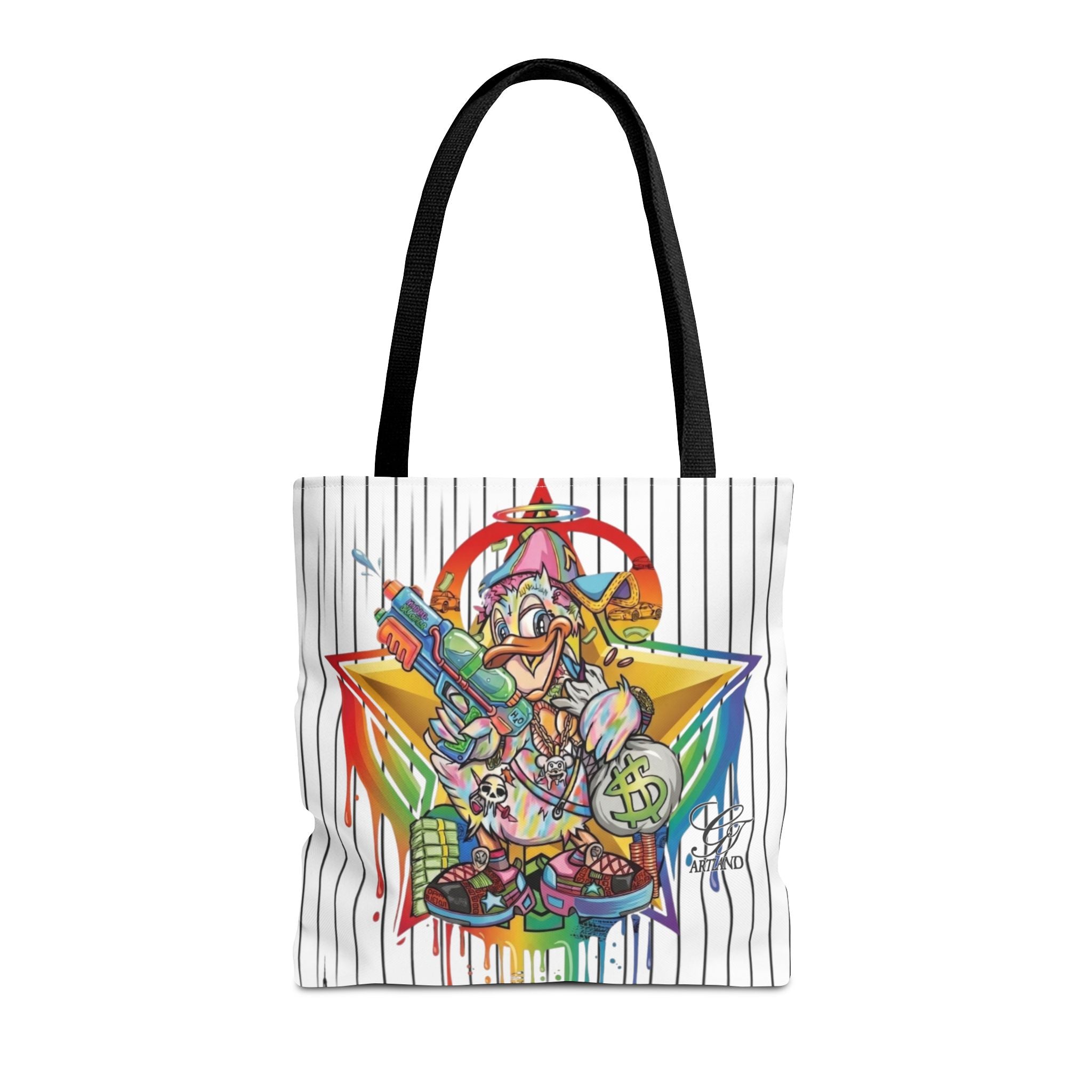 Graffiti Duck Urban Colorful Drip Tote Bag — Colorful Street Art by GT Artland