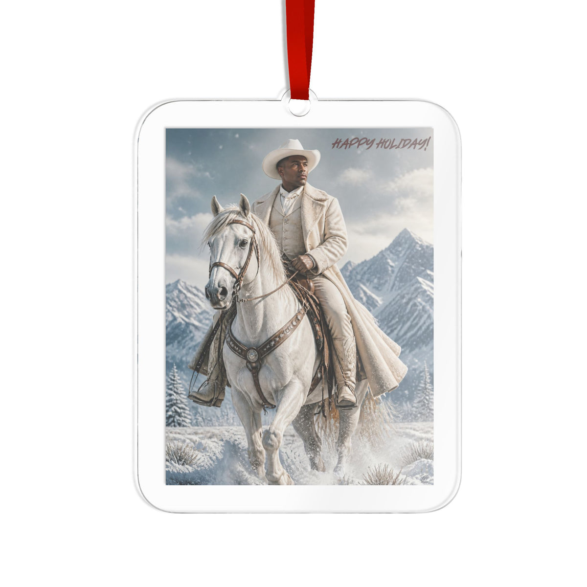 Happy Holidays Cowboy Horse Acrylic Ornament
