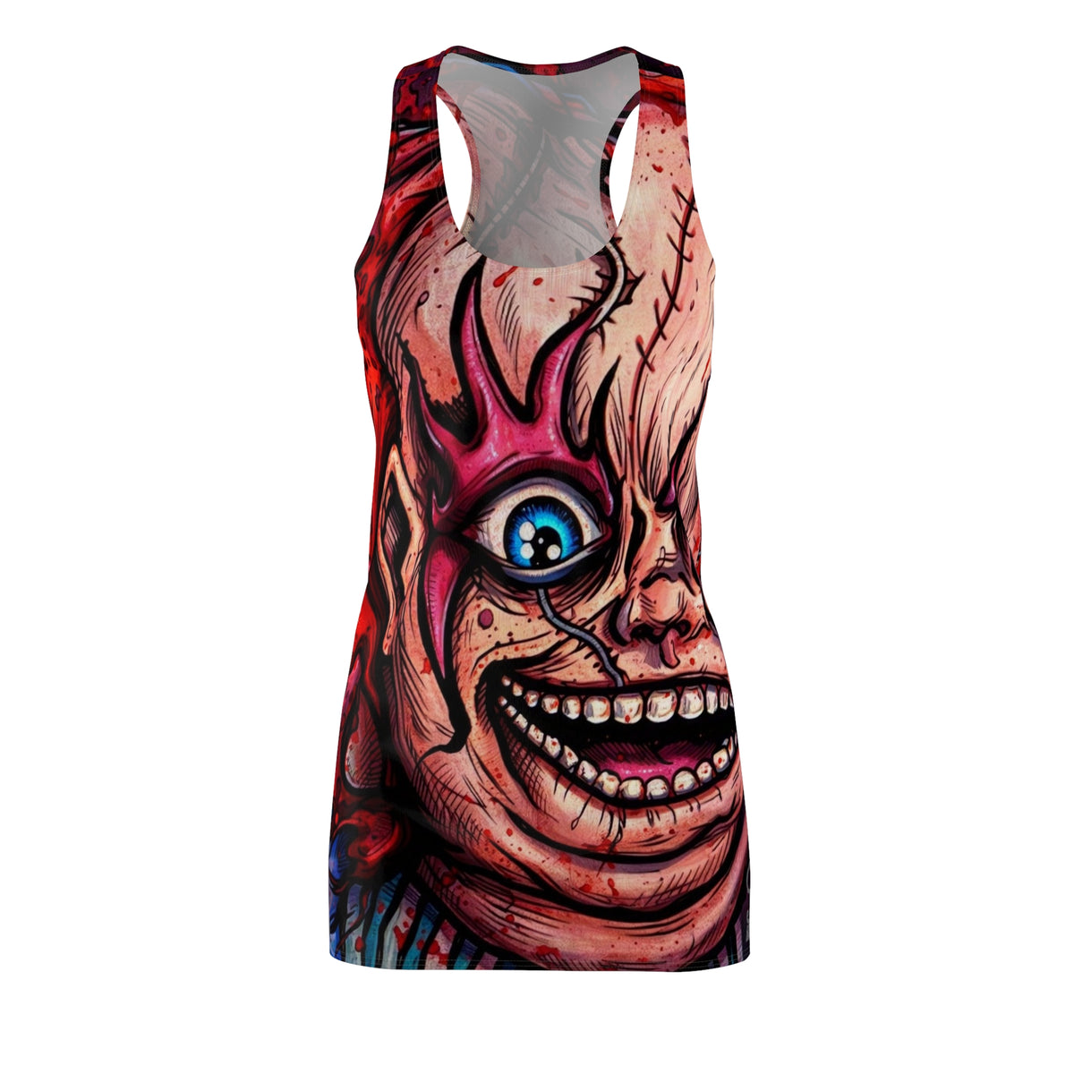 Playtimes Over Horror Scary Doll Designer Airbrush Racerback Dress by GT Artland