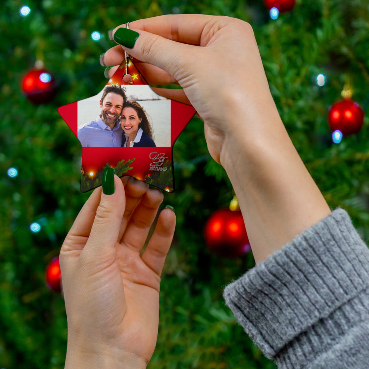 Personalized Christmas Ceramic Ornament by GT Artland