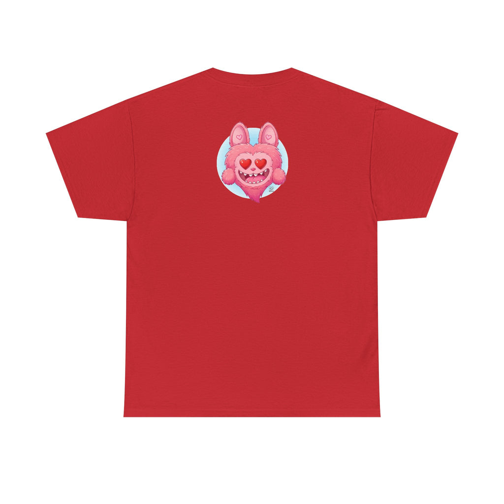 Pink Heart-Eyed Monster T-Shirt | Cute Fuzzy Creature by GT Artland