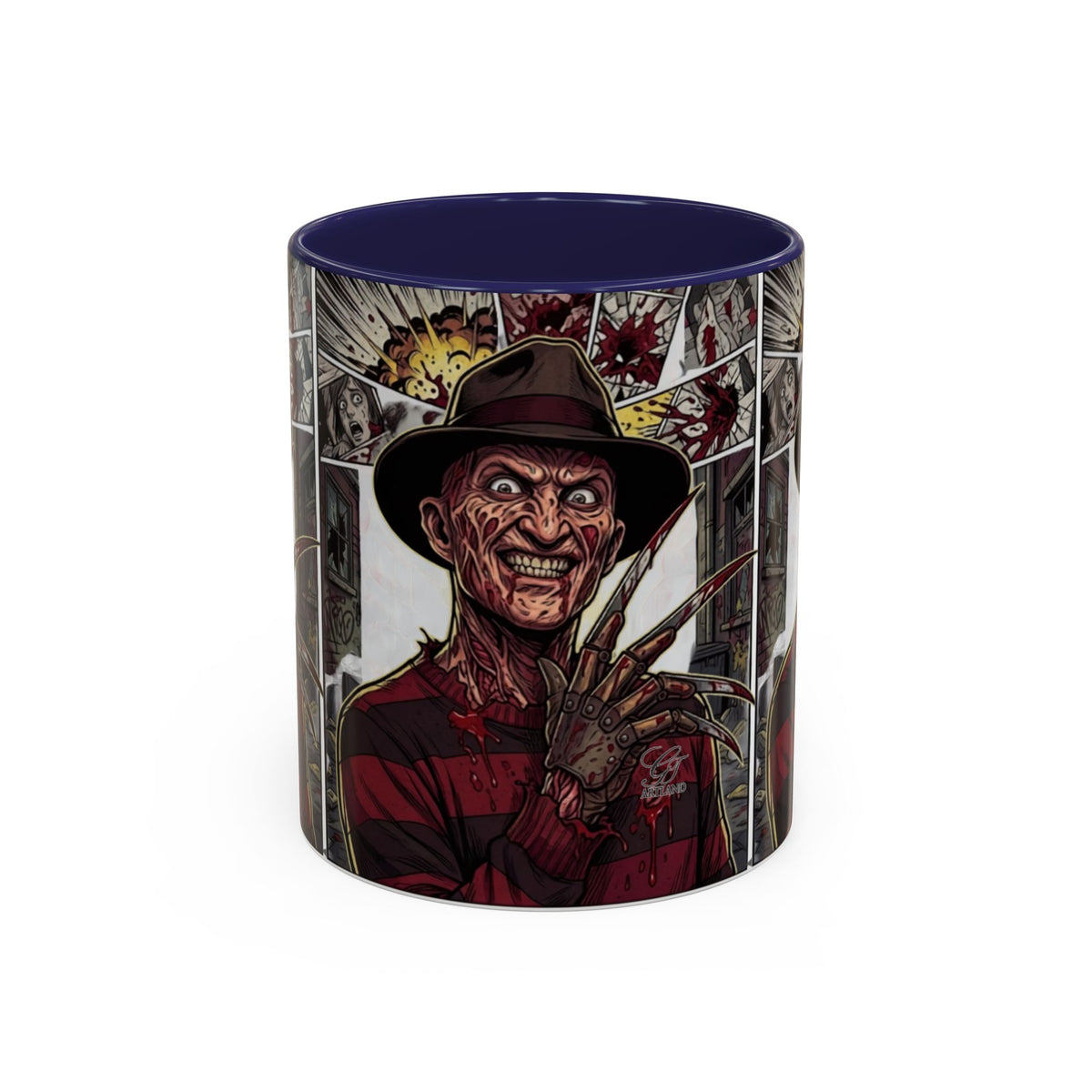 Elm Street Gangsta Horror Illustration COFFEE MUG | Horror Slasher Artwork by GT Artland