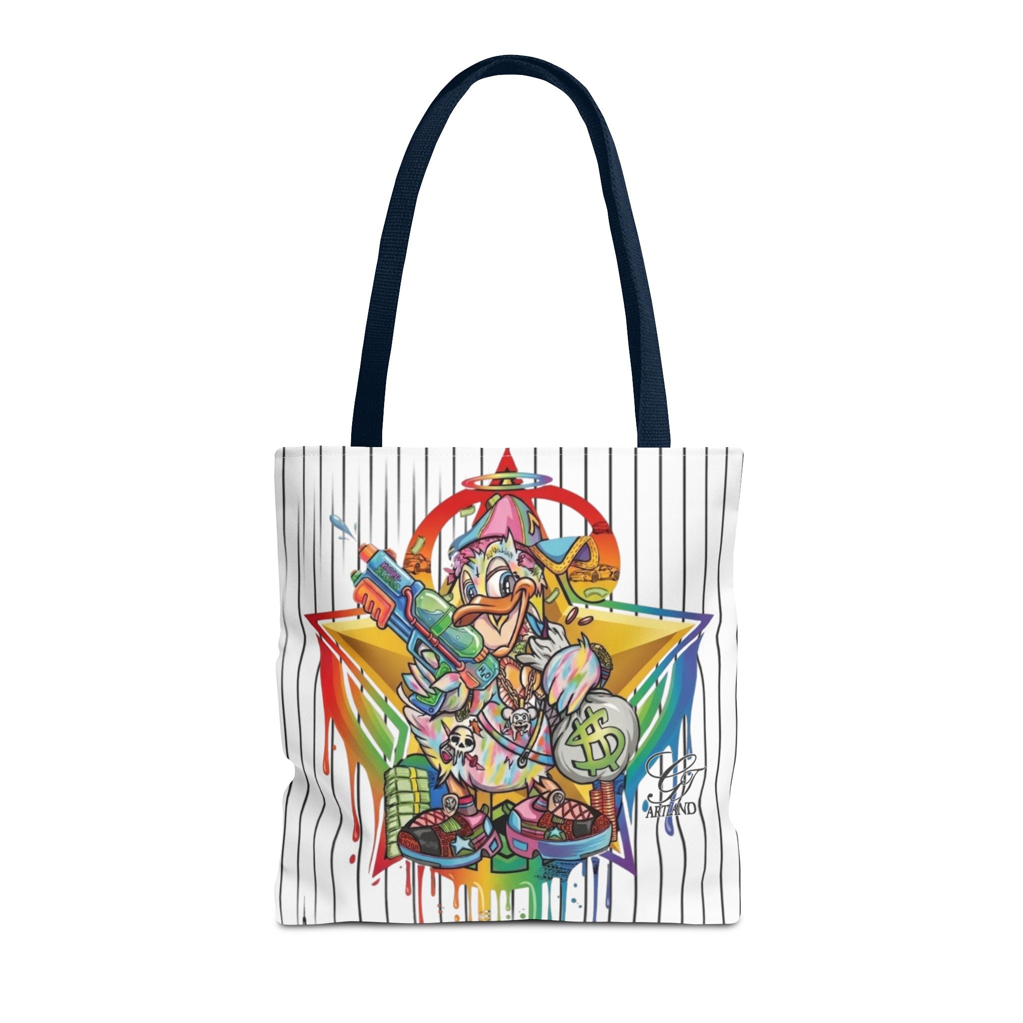 Graffiti Duck Urban Colorful Drip Tote Bag — Colorful Street Art by GT Artland