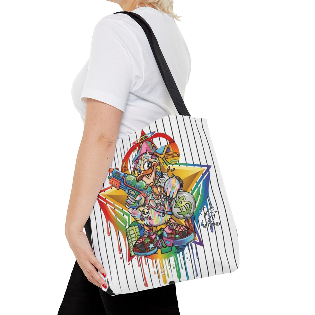Graffiti Duck Urban Colorful Drip Tote Bag — Colorful Street Art by GT Artland