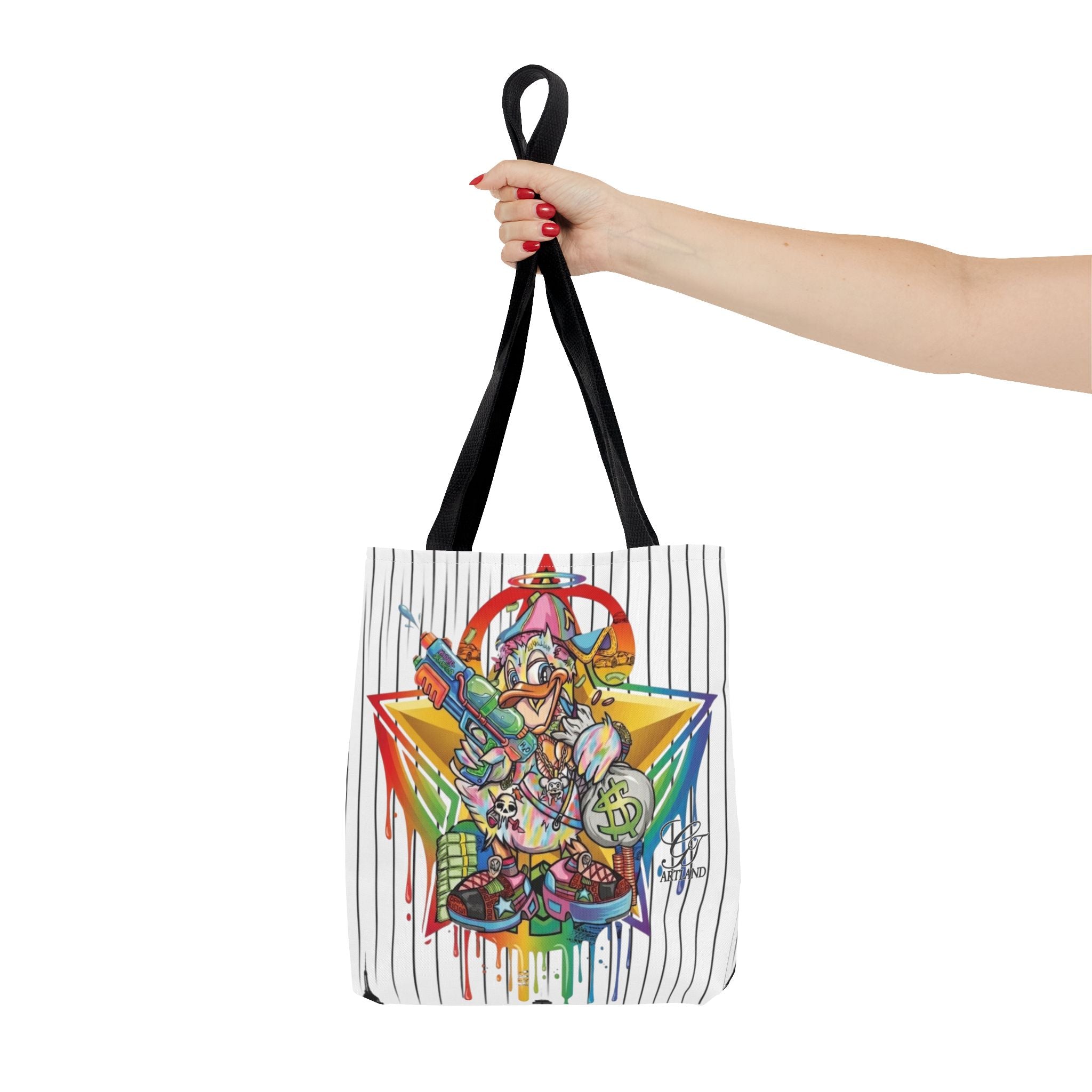 Graffiti Duck Urban Colorful Drip Tote Bag — Colorful Street Art by GT Artland