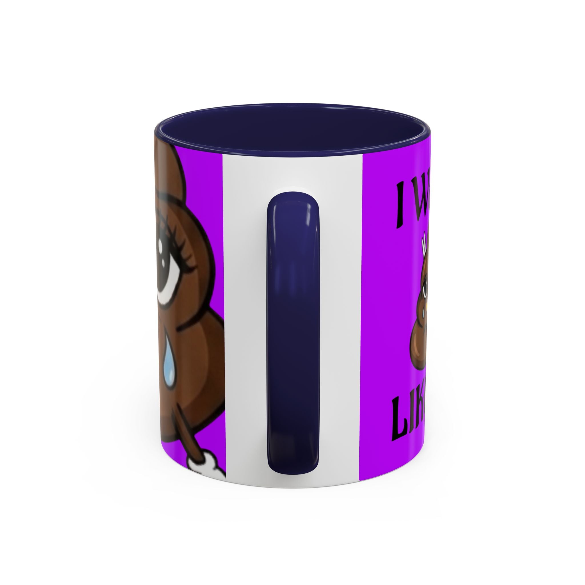 Sad Poop Emoji Accent Coffee Mug (11/15oz) — Funny Cute Kawaii Tearful Poop Design by GT Artland