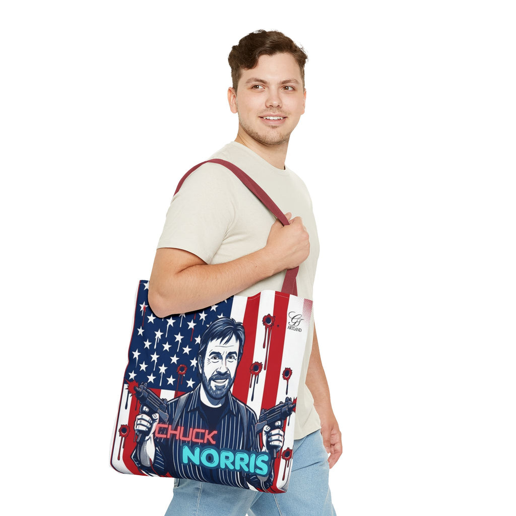 Patriotic Action Designer Edition Hero Tote Bag — 'Chuck Norris' Graphic by GT Artland