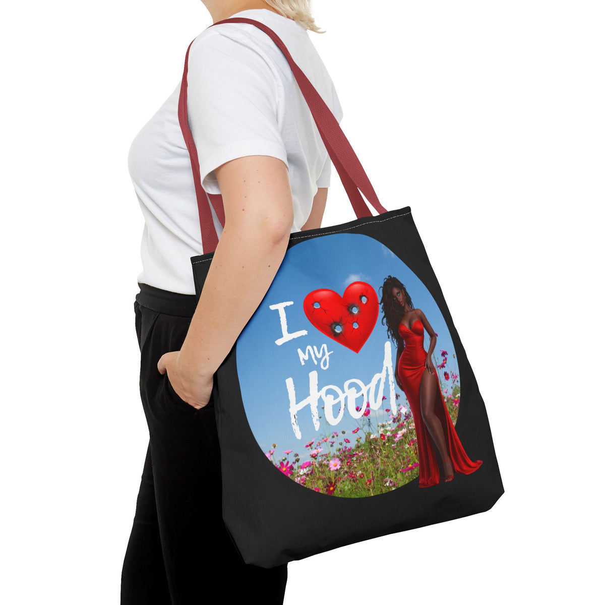 I Love My Hood tote bag | All-over print handbag