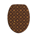Retro Brown Monogram High Fashion Designer Geometric 3-Piece Bath Mat Set by GT Artland