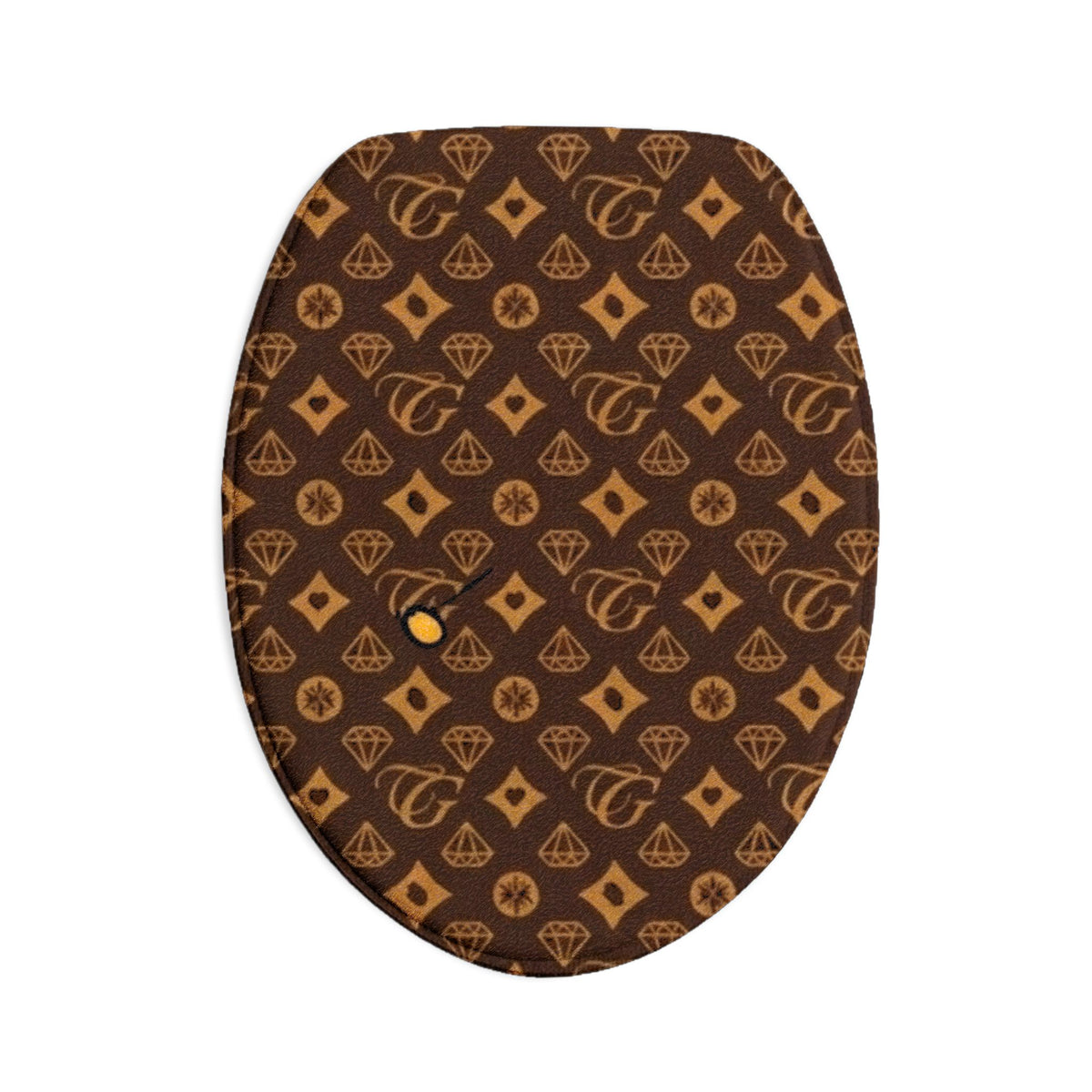 Retro Brown Monogram High Fashion Designer Geometric 3-Piece Bath Mat Set by GT Artland