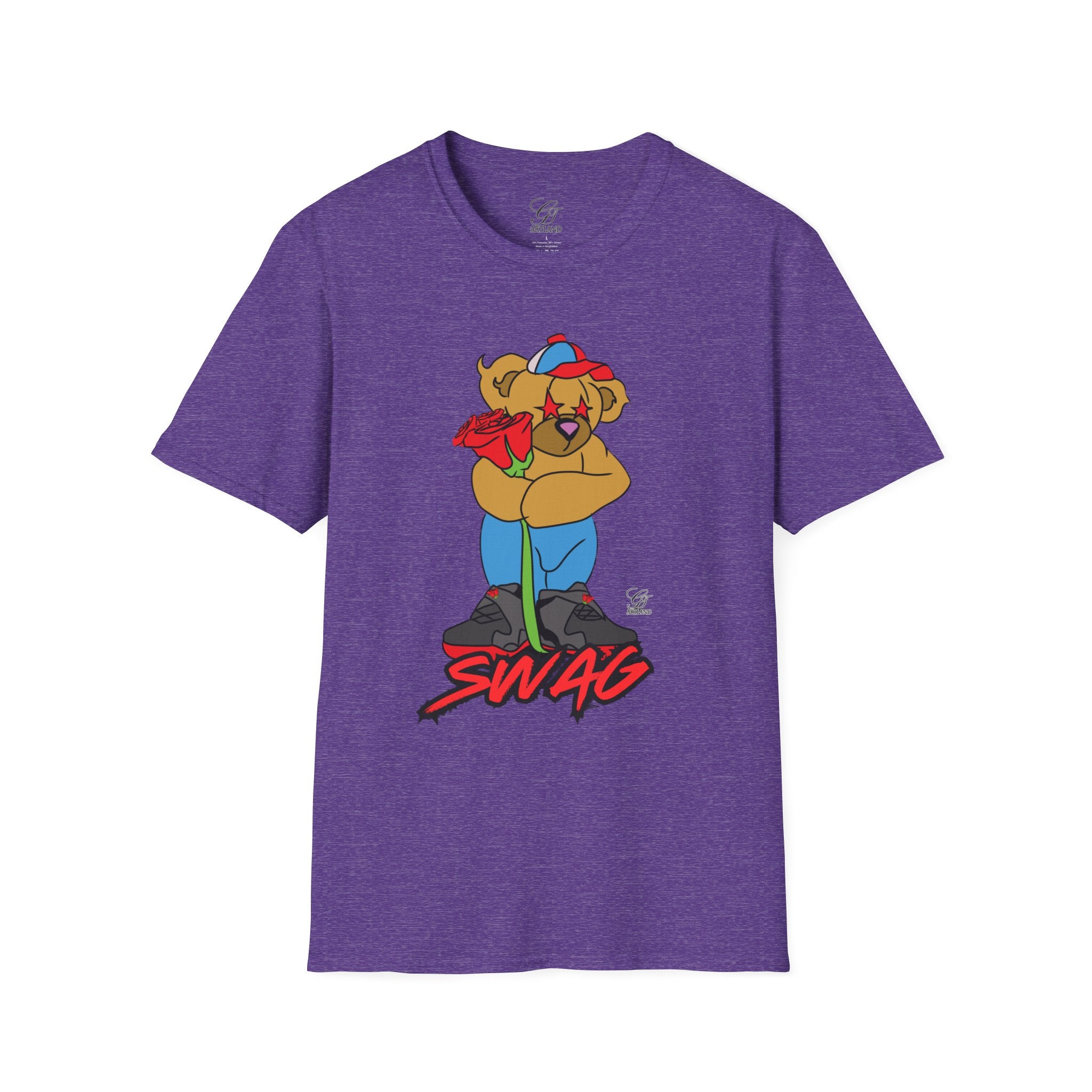 Cartoon Bear with Swag Graphic T-Shirt - Tee