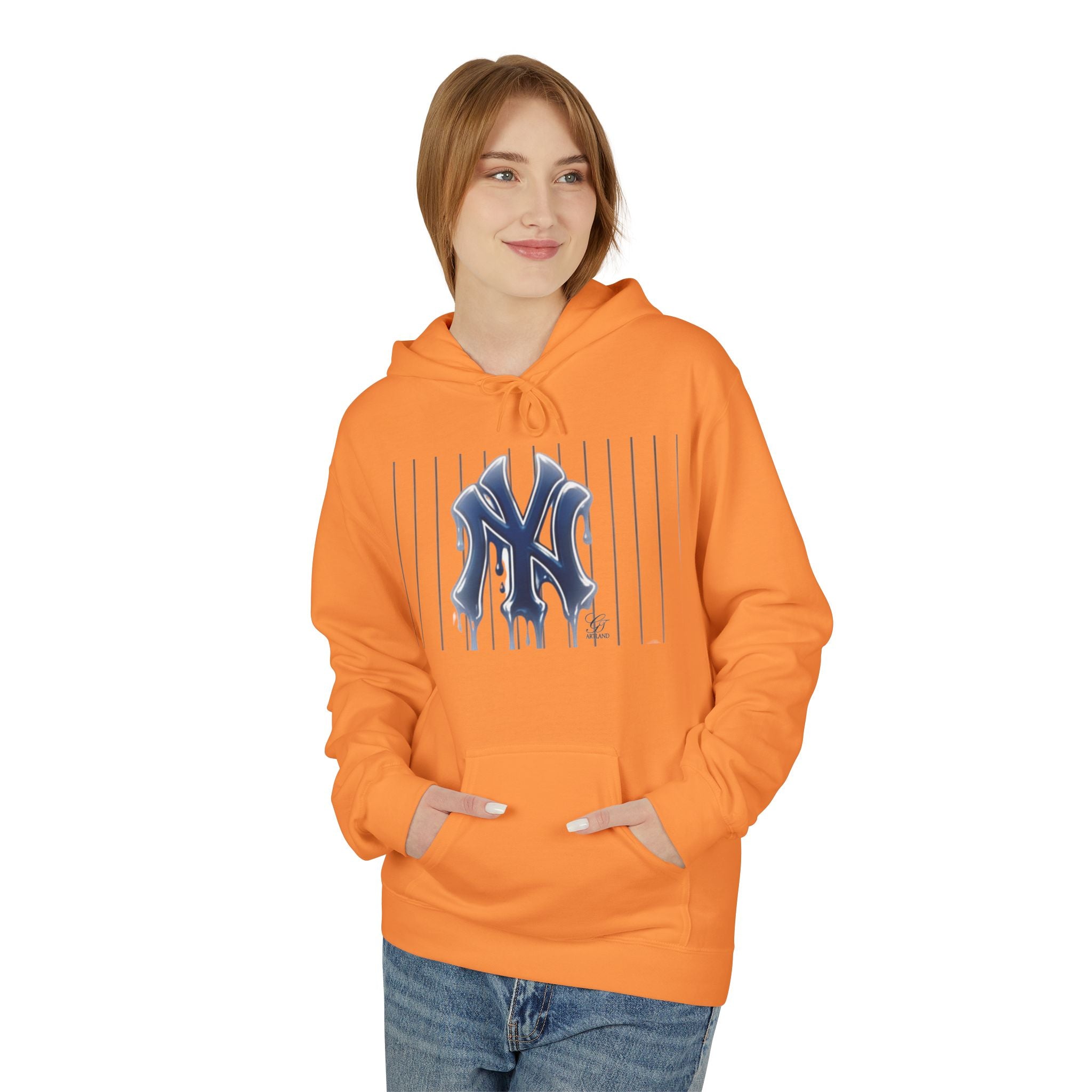 Dripping NY Fan Gear Logo Hoodie | Baseball Pinstripe Streetwear by GT Artland