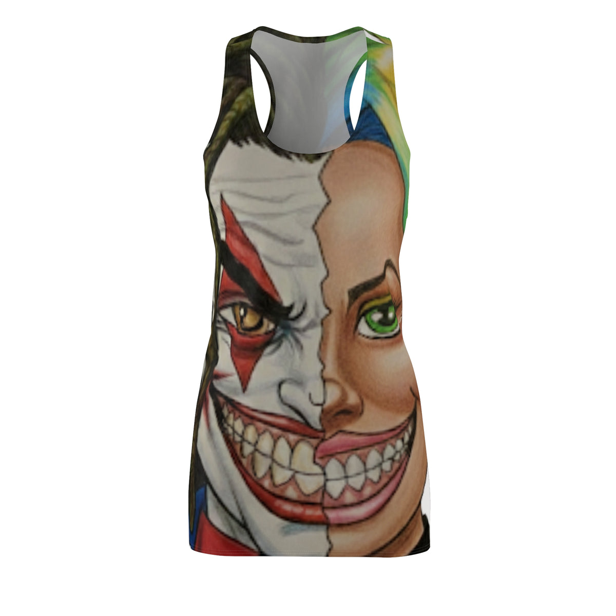 2 Faced Clown and Girl Team Duo Couple Designer Style High Fashion Designer Dress | Racerback by GT Artland
