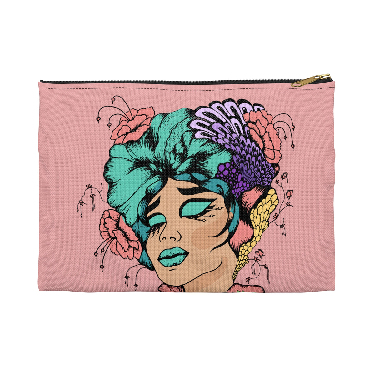 Tropical Floral Seashell Beauty Accessory Pouch - Makeup Bag