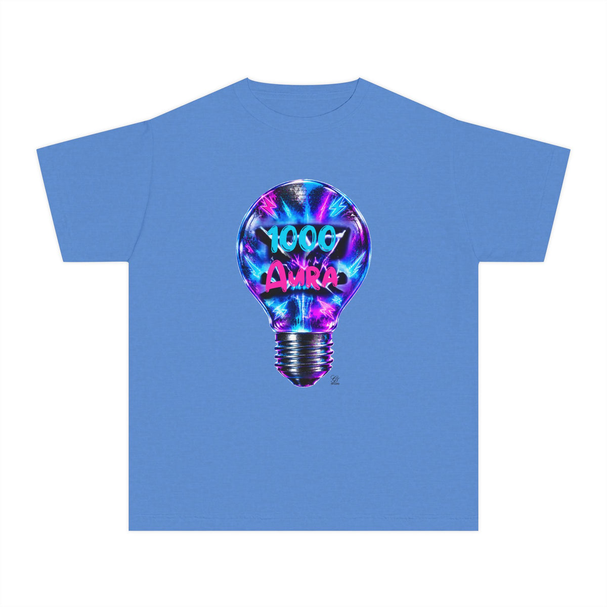 Colorful Light Bulb Youth T-Shirt -"1000 AURA" Graphic T-Shirt