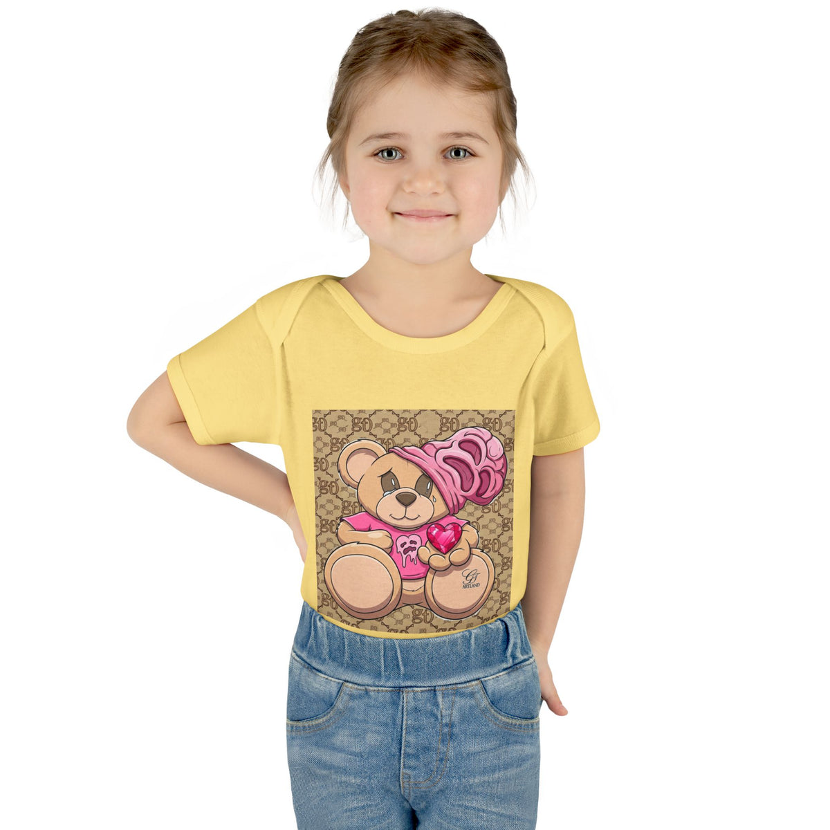 Pink Heart Teddy Bear Infant Bodysuit by GT Artland