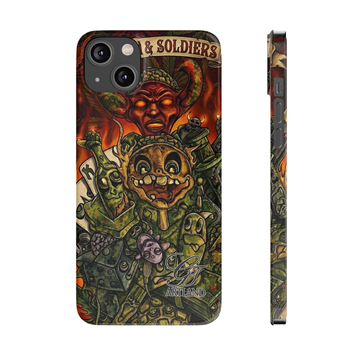 Devils Army Illustration Slim Phone Case | Horror Soldier Art by GT Artland