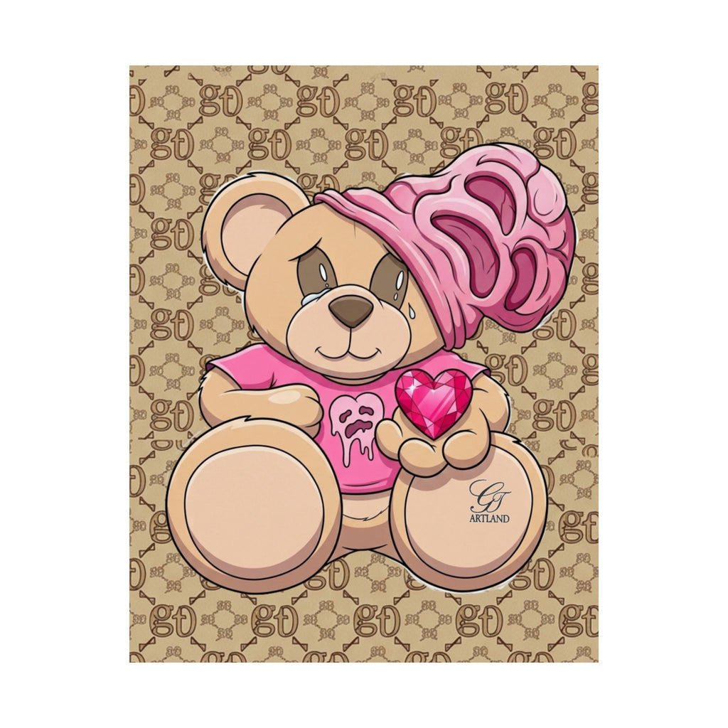 Teddy Bear Heart Poster | Cute Teddy Illustration Matte Vertical Poster