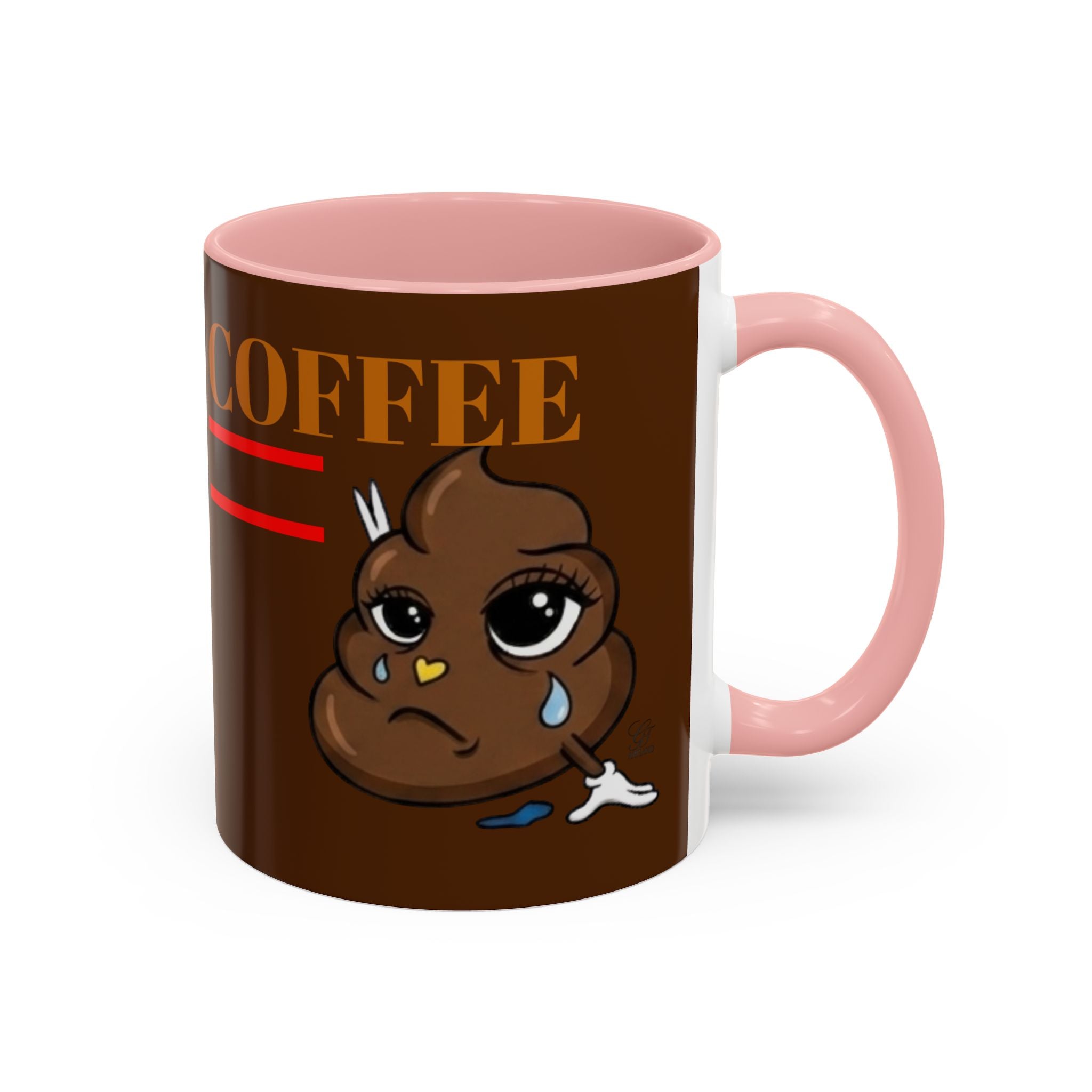 Coffee Mug — Cute Crying Poop Character "Coffee = Pooo" Accent Ceramic Mug by GT Artland