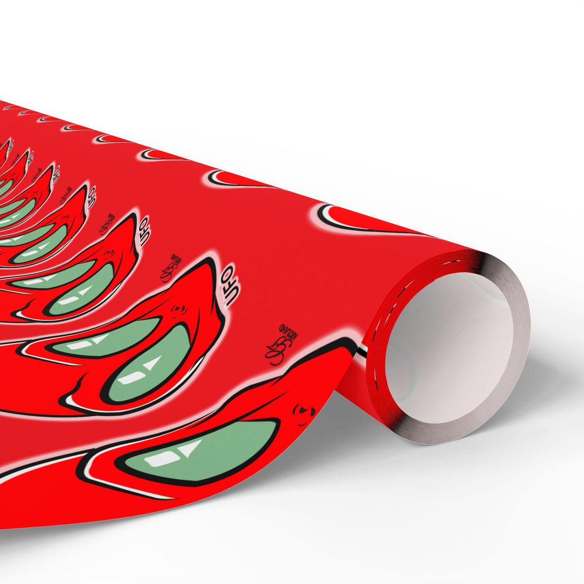 Red Alien UFO Sci‑Fi Gift Wrap