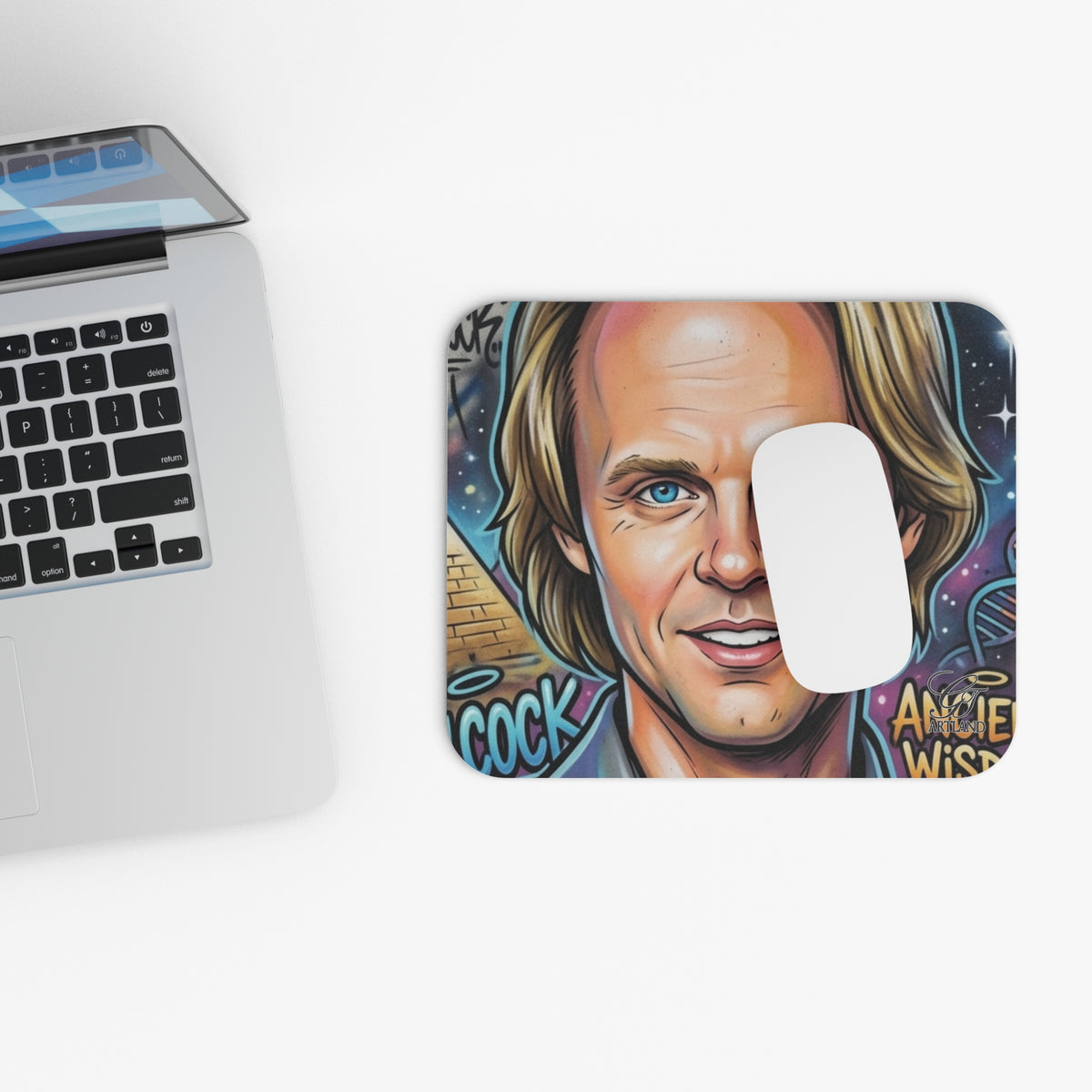 David Wilcock Portrait Mouse Pad | Colorful Caricature Artwork by GT Artland