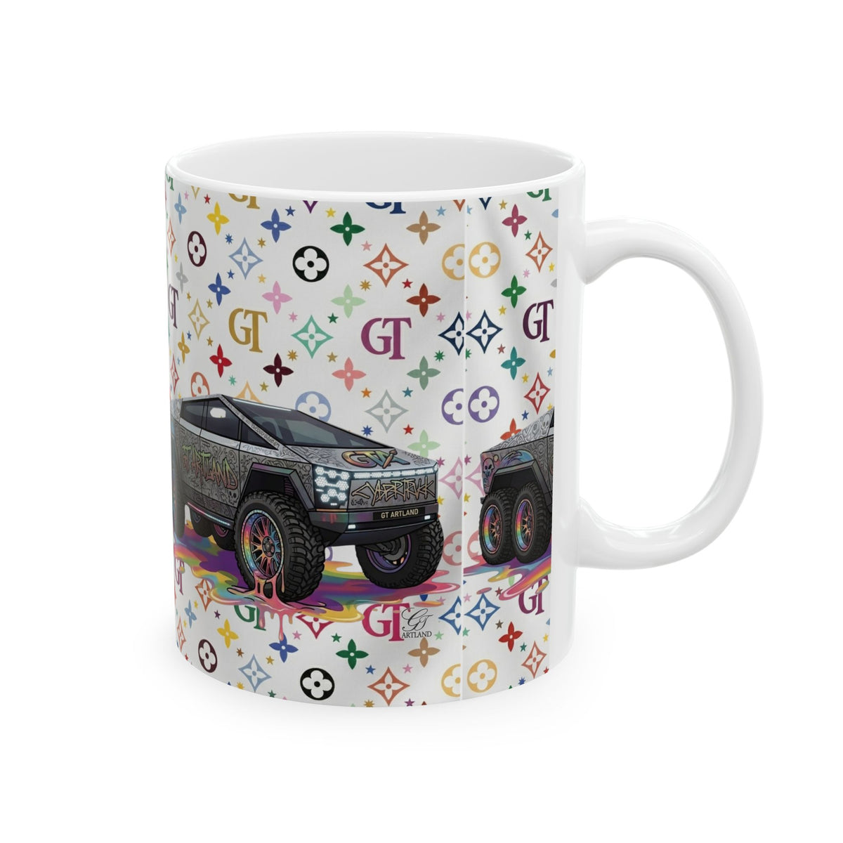 Colorful Luxury Pattern 6x6 Truck Mug | Ceramic Coffee Cup, 11oz or 15oz by GT Artland