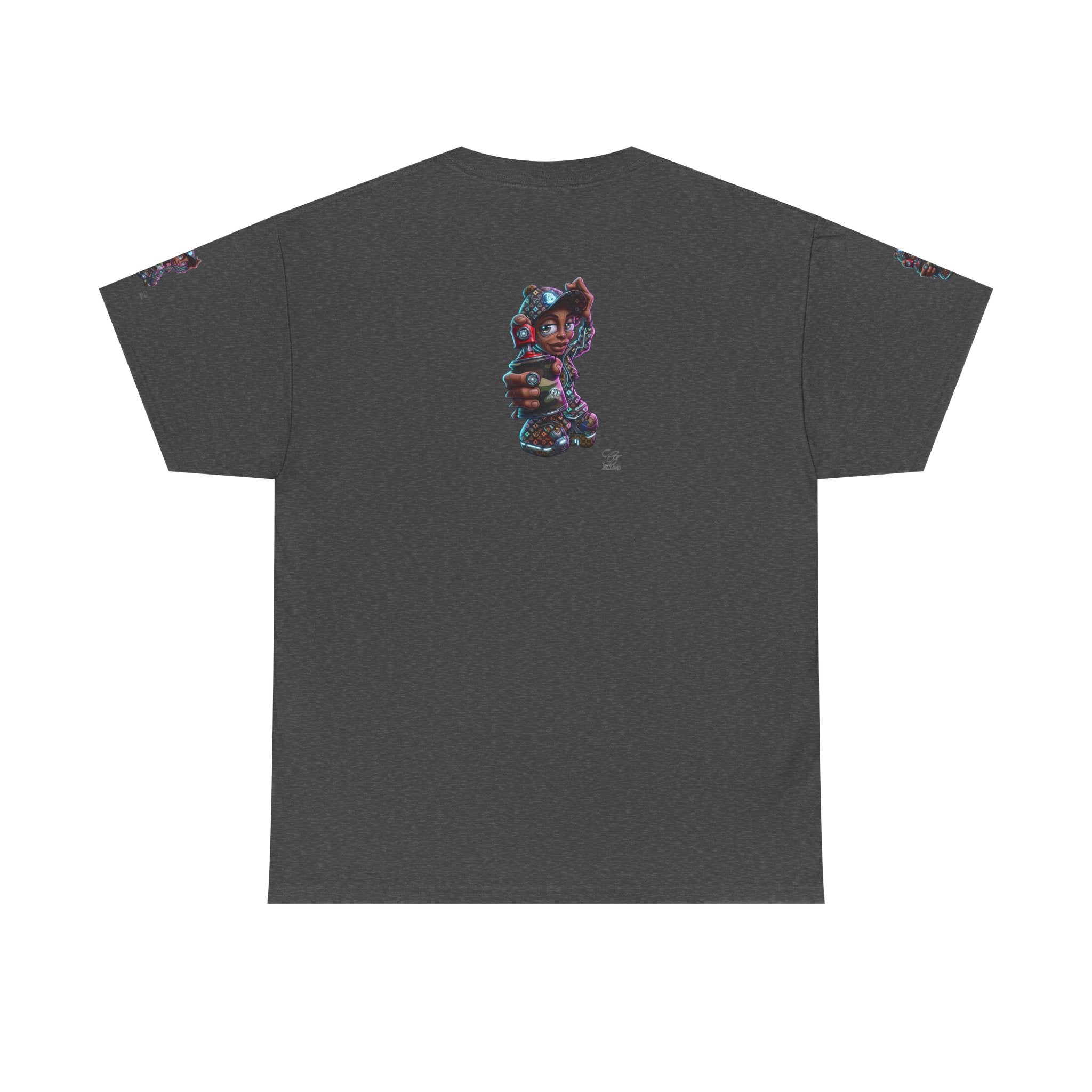 Ebony Futuristic Urban Spray Can Kid Gamer Tee - Cute Streetwear Graphic T-Shirt by GT Artland