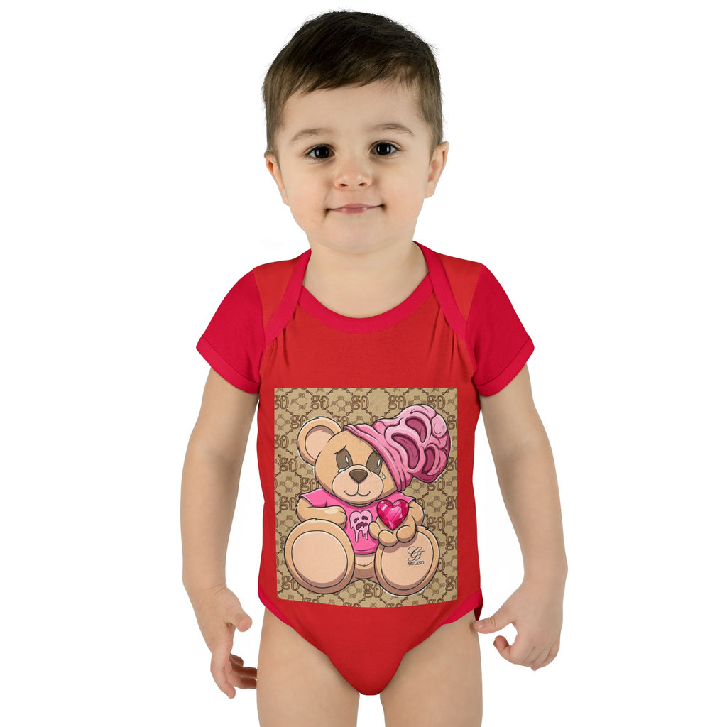 Pink Heart Teddy Bear Infant Bodysuit by GT Artland