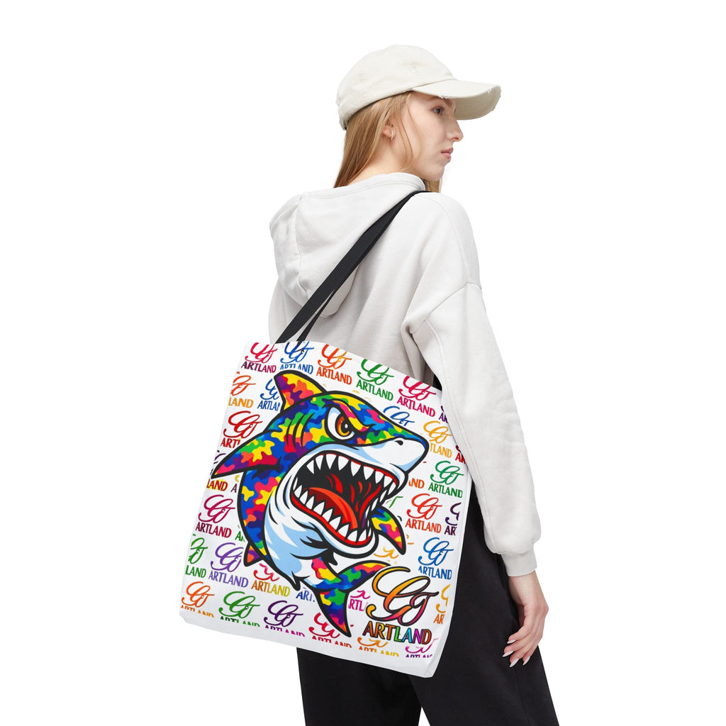 Colorful Shark Print Tote Bag – Vibrant All-Over Graphic Beach & Everyday Shopper