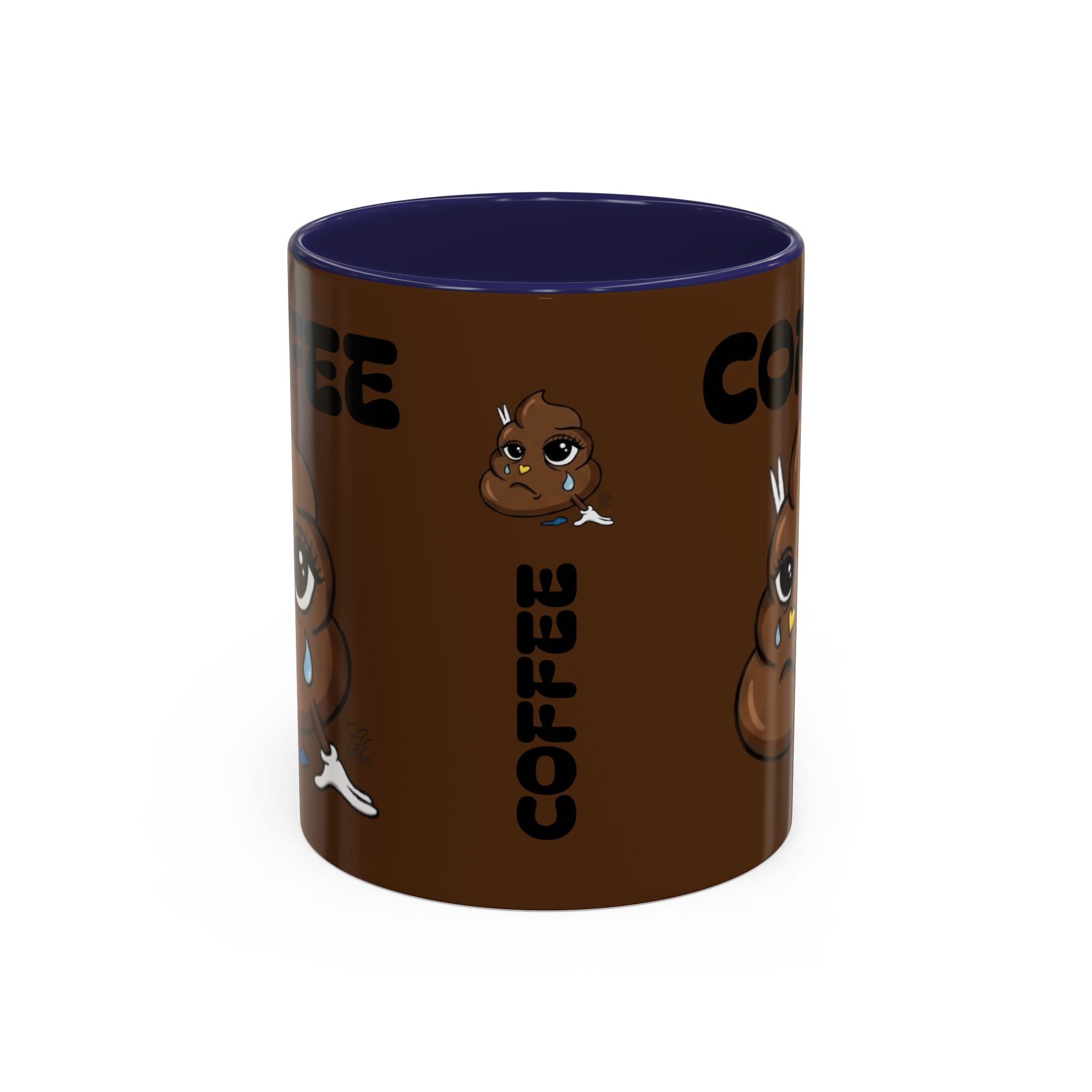 Coffee Mug — Cute Crying Poop Emoji 'COFFEE' Accent Ceramic Mug (11/15 oz) by GT Artland