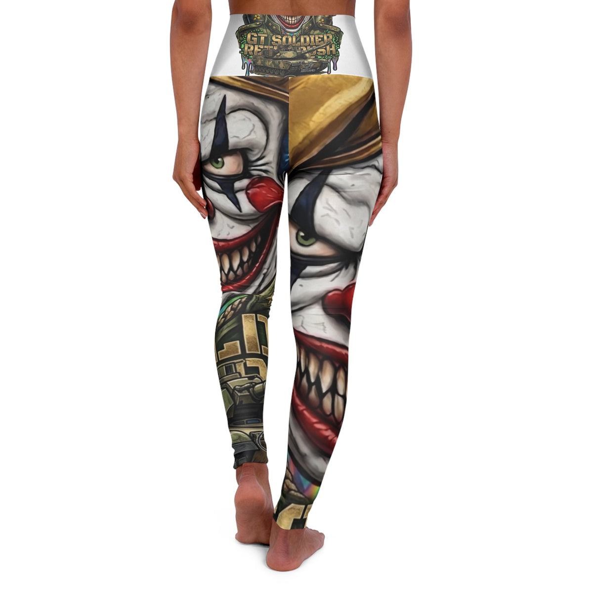Killa Klown Scary Grinning Clown Leggings | High Waisted Yoga Leggings by GT Artland
