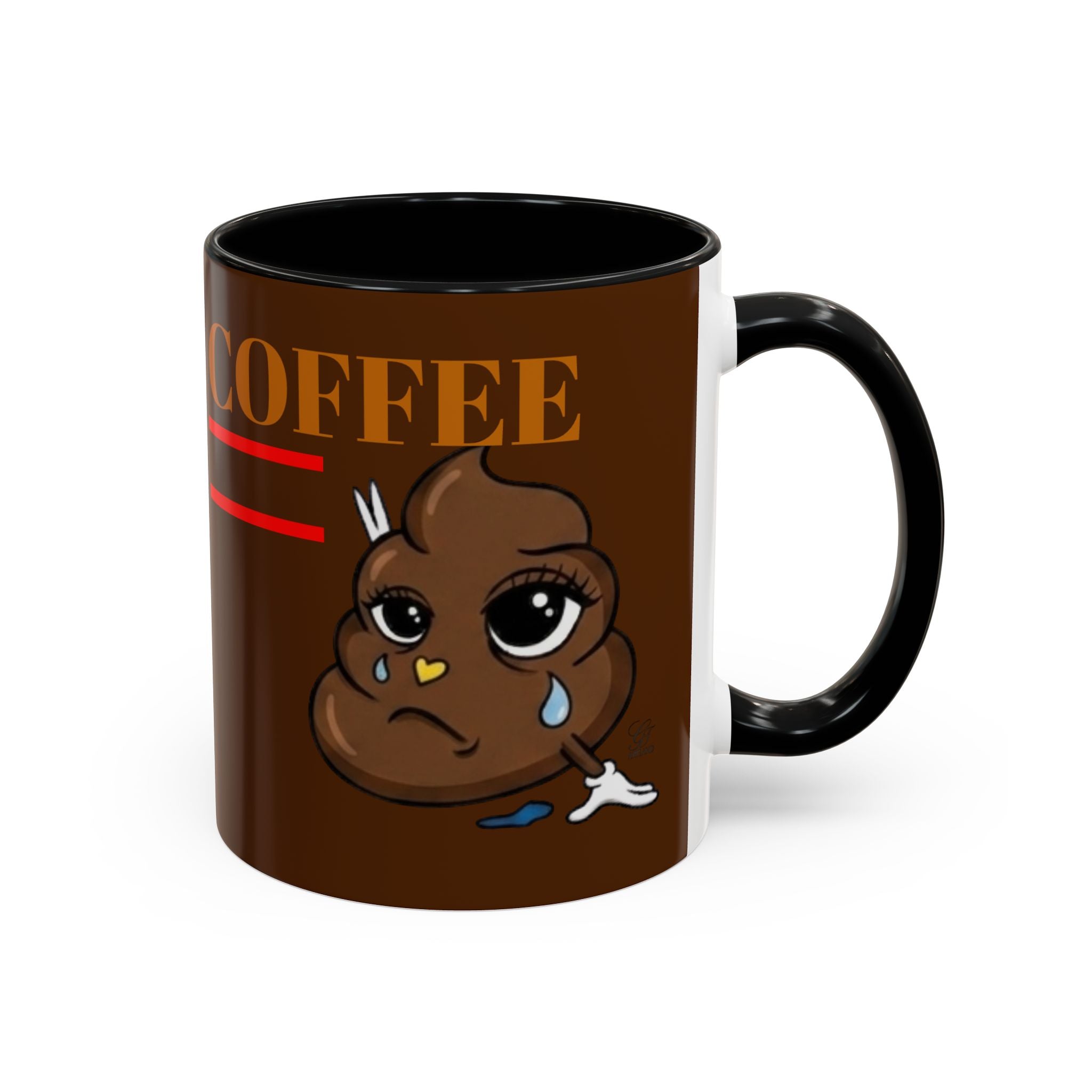 Coffee Mug — Cute Crying Poop Character "Coffee = Pooo" Accent Ceramic Mug by GT Artland
