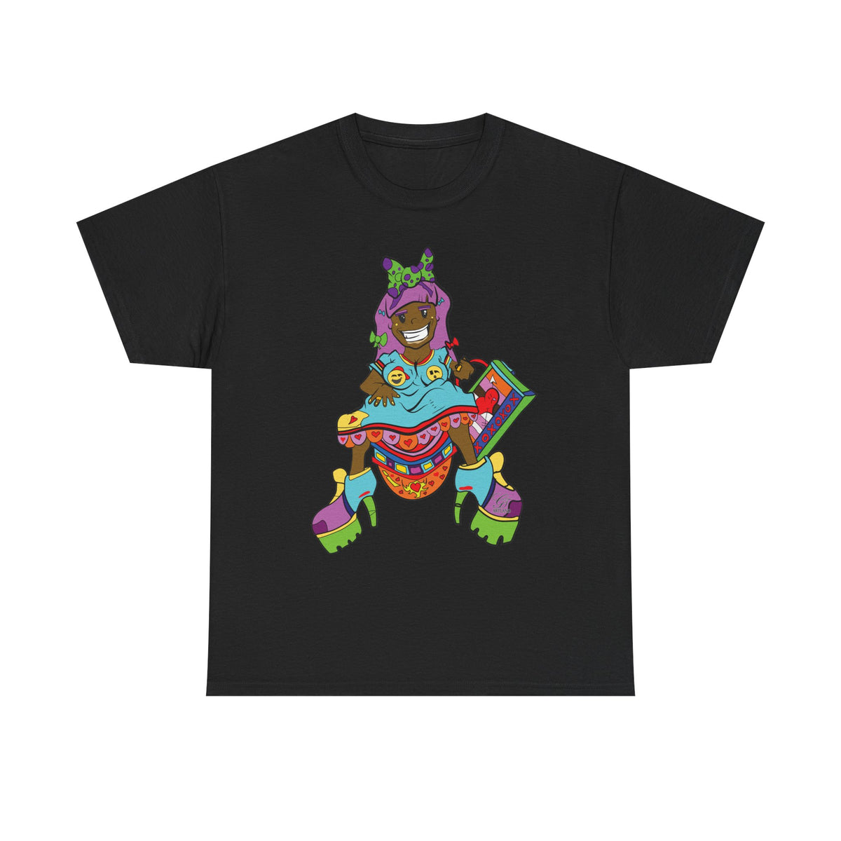 Colorful Psychedelic Girl Character T-Shirt | Retro Cartoon Graphic Tee by GT Artland
