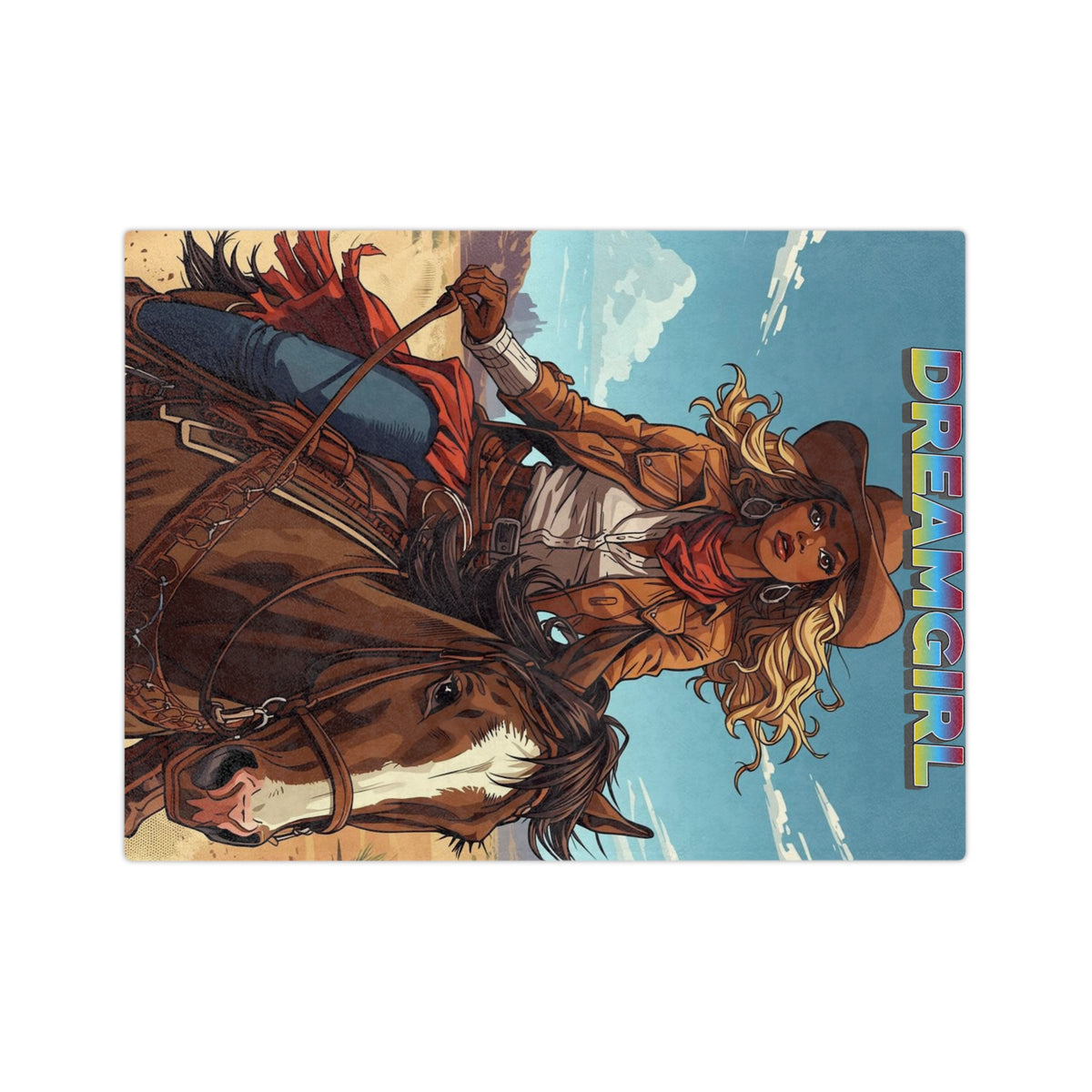 Western Dreamgirl Cowgirl on Horse Velveteen Blanket - Microfiber Throw