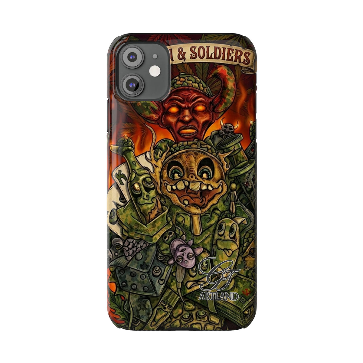 Devils Army Illustration Slim Phone Case | Horror Soldier Art by GT Artland